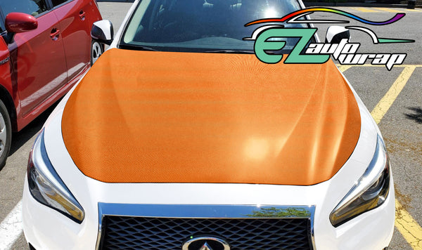 4D Carbon Fiber Textured Orange Semi Gloss VInyl Wrap