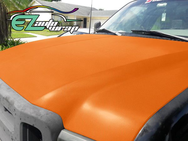 4D Carbon Fiber Textured Orange Semi Gloss VInyl Wrap