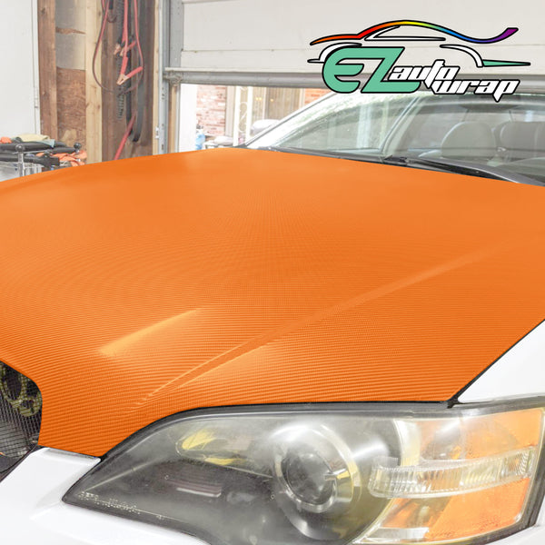4D Carbon Fiber Textured Orange Semi Gloss VInyl Wrap