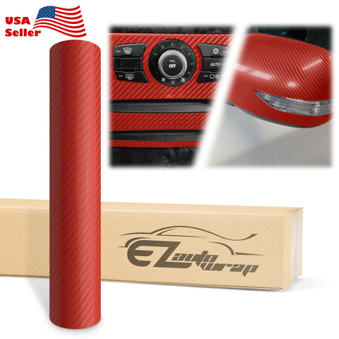 4D Carbon Fiber Textured Red Semi Gloss VInyl Wrap