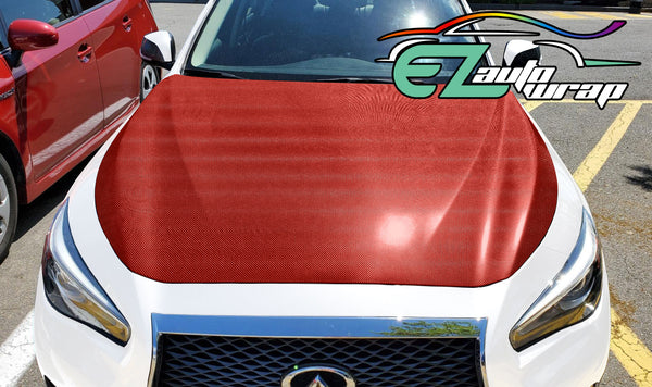 4D Carbon Fiber Textured Red Semi Gloss VInyl Wrap