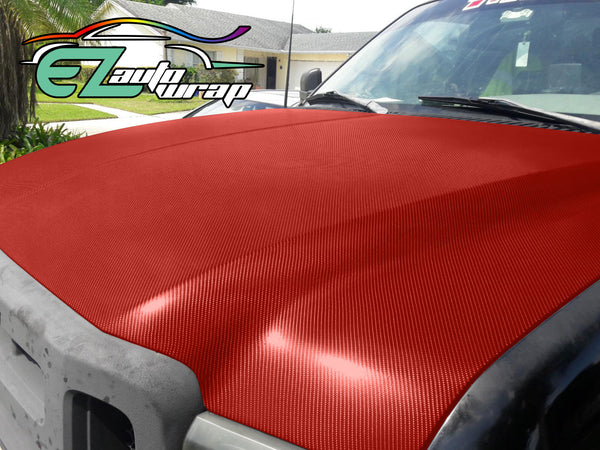 4D Carbon Fiber Textured Red Semi Gloss VInyl Wrap