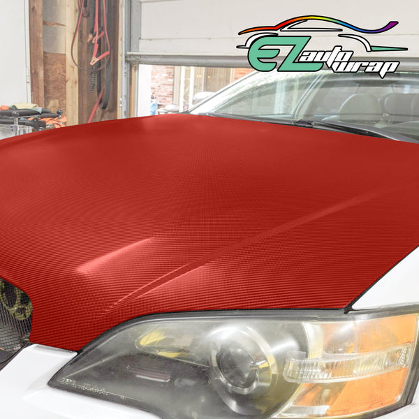 4D Carbon Fiber Textured Red Semi Gloss VInyl Wrap