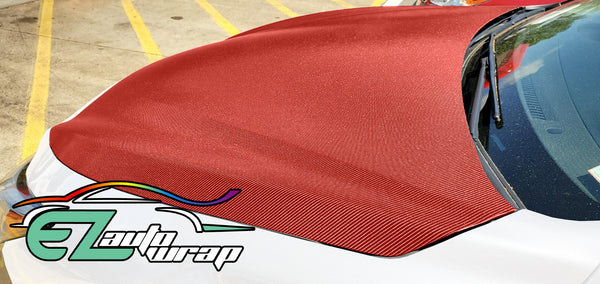 4D Carbon Fiber Textured Red Semi Gloss VInyl Wrap