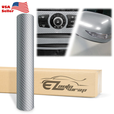 4D Carbon Fiber Textured Silver Semi Gloss VInyl Wrap