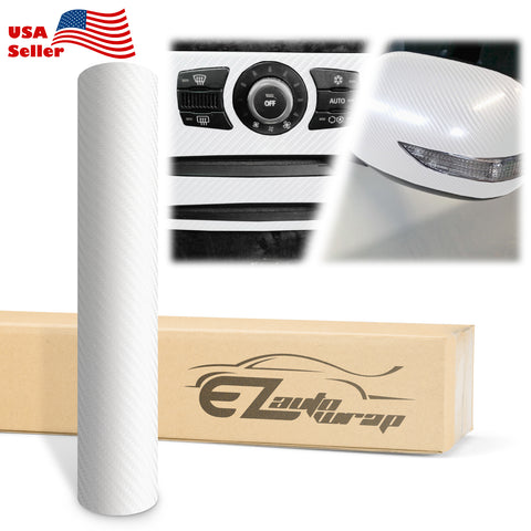 4D Carbon Fiber Textured White Semi Gloss VInyl Wrap