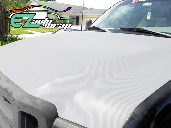 4D Carbon Fiber Textured White Semi Gloss VInyl Wrap