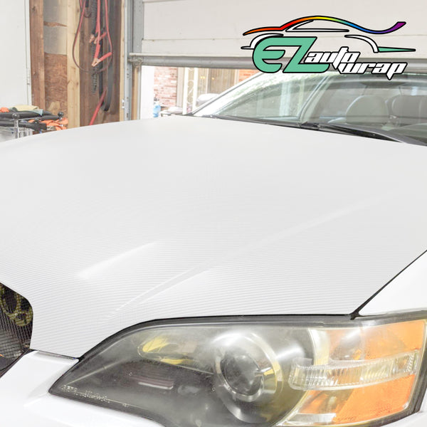 4D Carbon Fiber Textured White Semi Gloss VInyl Wrap