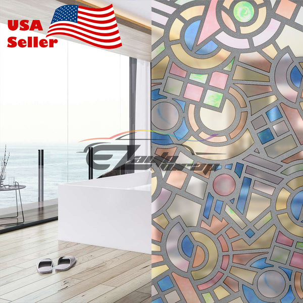 Frosted Colored Brick Tile Glass Window Film 5022