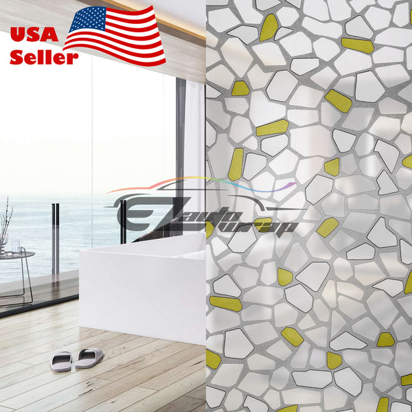 Frosted Yellow Brick Tile Glass Window Film 5039