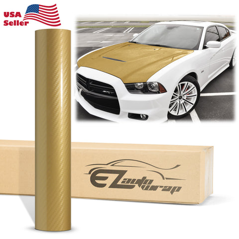 5D Carbon Fiber Gold High Gloss Realistic Vinyl Wrap