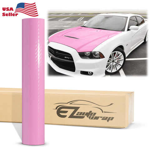 5D Carbon Fiber Pink High Gloss Realistic Vinyl Wrap