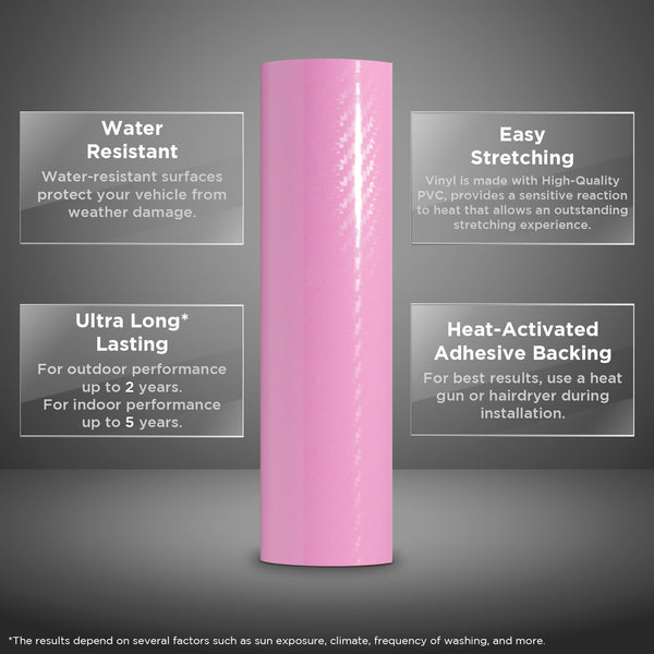 5D Carbon Fiber Pink High Gloss Realistic Vinyl Wrap