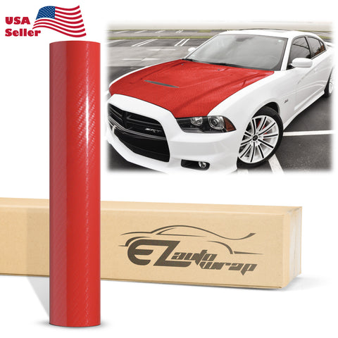 5D Carbon Fiber Red High Gloss Realistic Vinyl Wrap