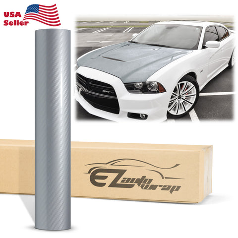 5D Carbon Fiber Silver High Gloss Realistic Vinyl Wrap