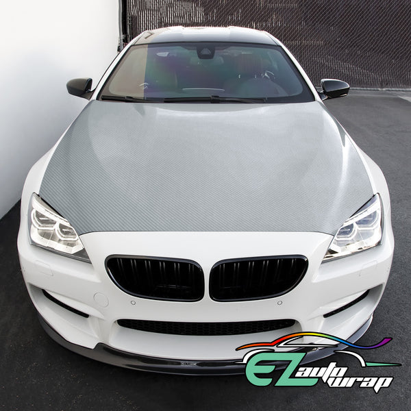 5D Carbon Fiber Silver High Gloss Realistic Vinyl Wrap