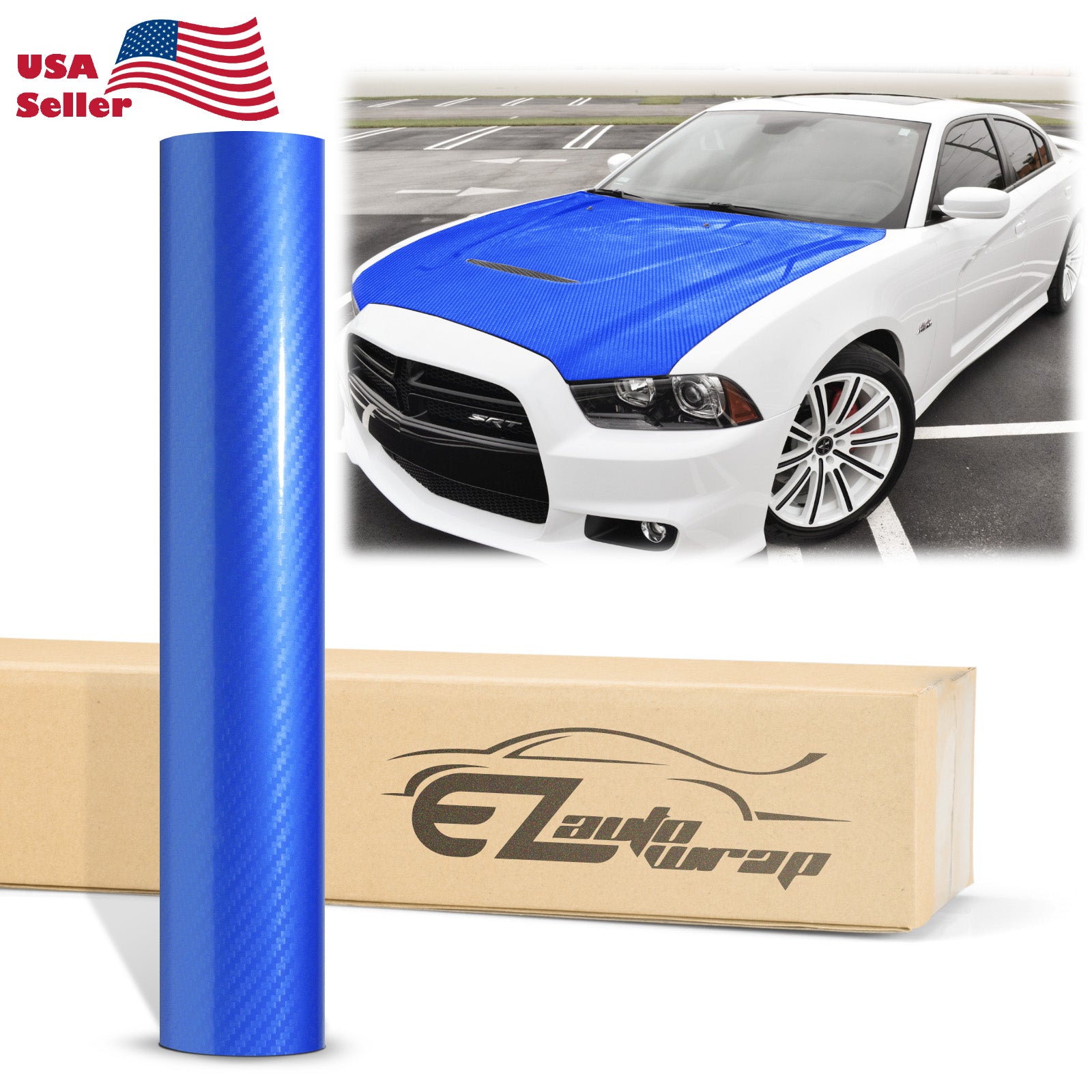 5D Carbon Fiber Sky Blue High Gloss Realistic Vinyl Wrap