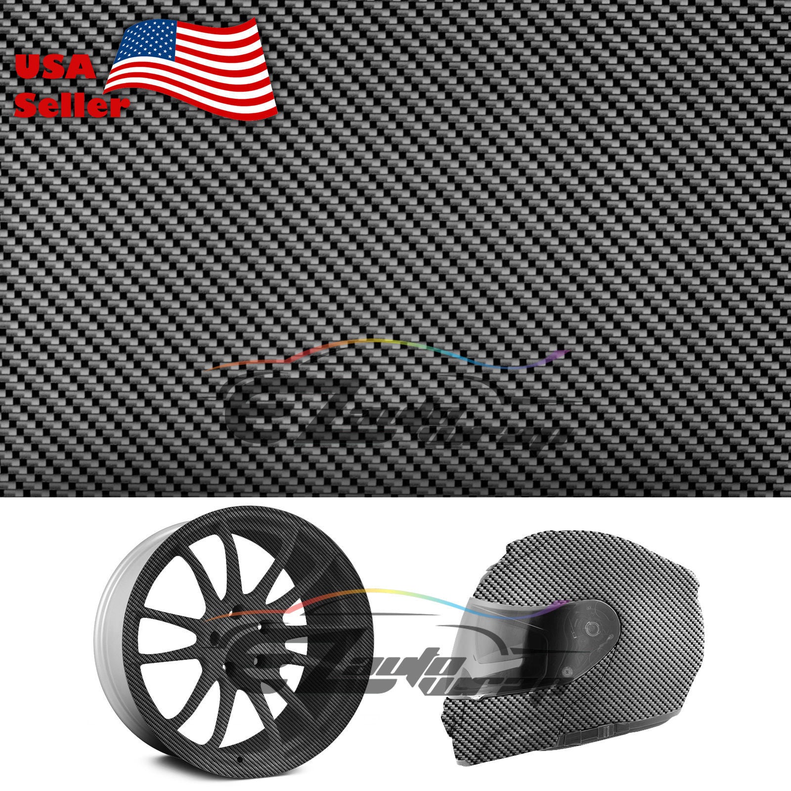 EZAUTO Hydrographic Film – 19x78 Inch – Black Carbon Fiber Pattern #6 – Water Transfer Dip