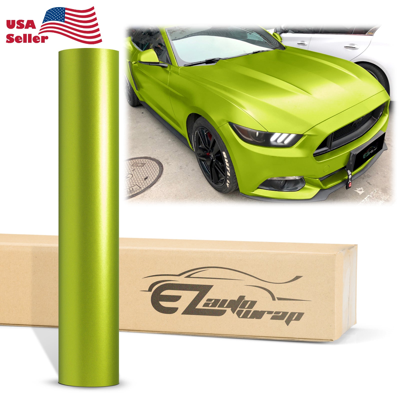 Satin Chrome Lime Green Vinyl