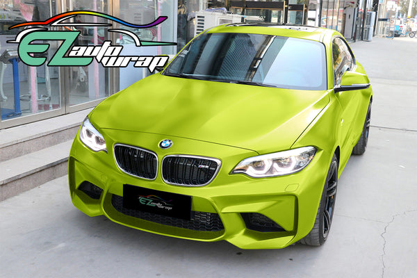 Satin Chrome Lime Green Vinyl