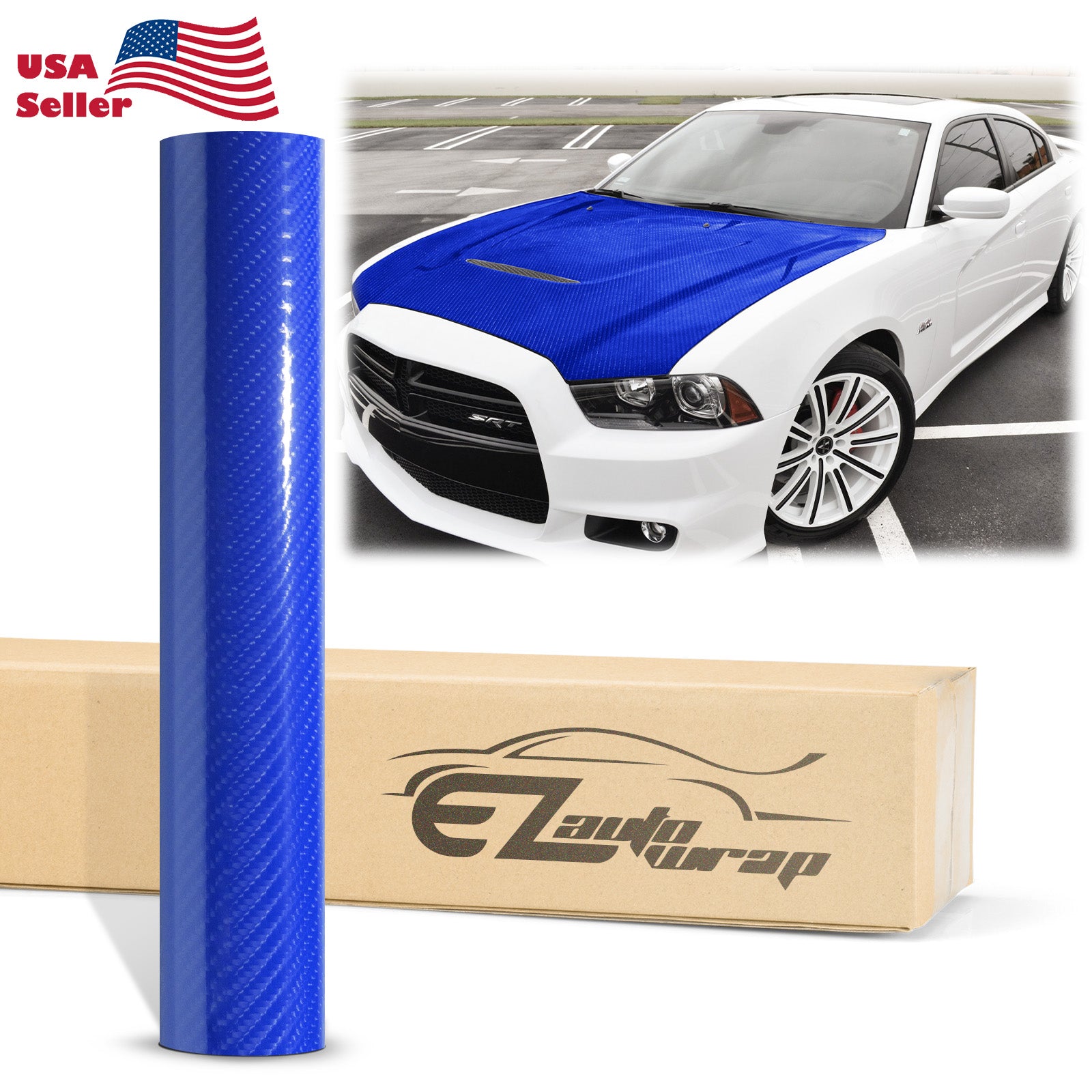 7D Carbon Fiber Intense Blue High Gloss Vinyl Wrap