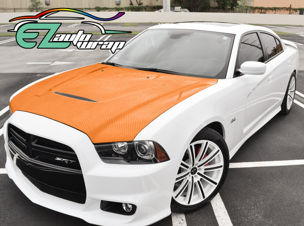 7D Carbon Fiber Orange High Gloss Vinyl Wrap