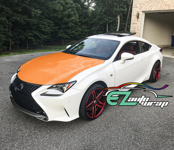 7D Carbon Fiber Orange High Gloss Vinyl Wrap