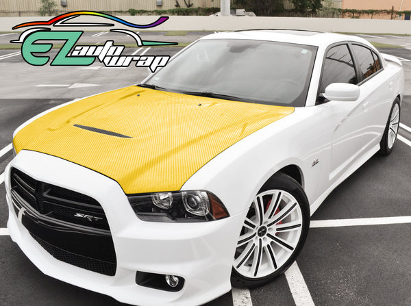 7D Carbon Fiber Yellow High Gloss Vinyl Wrap