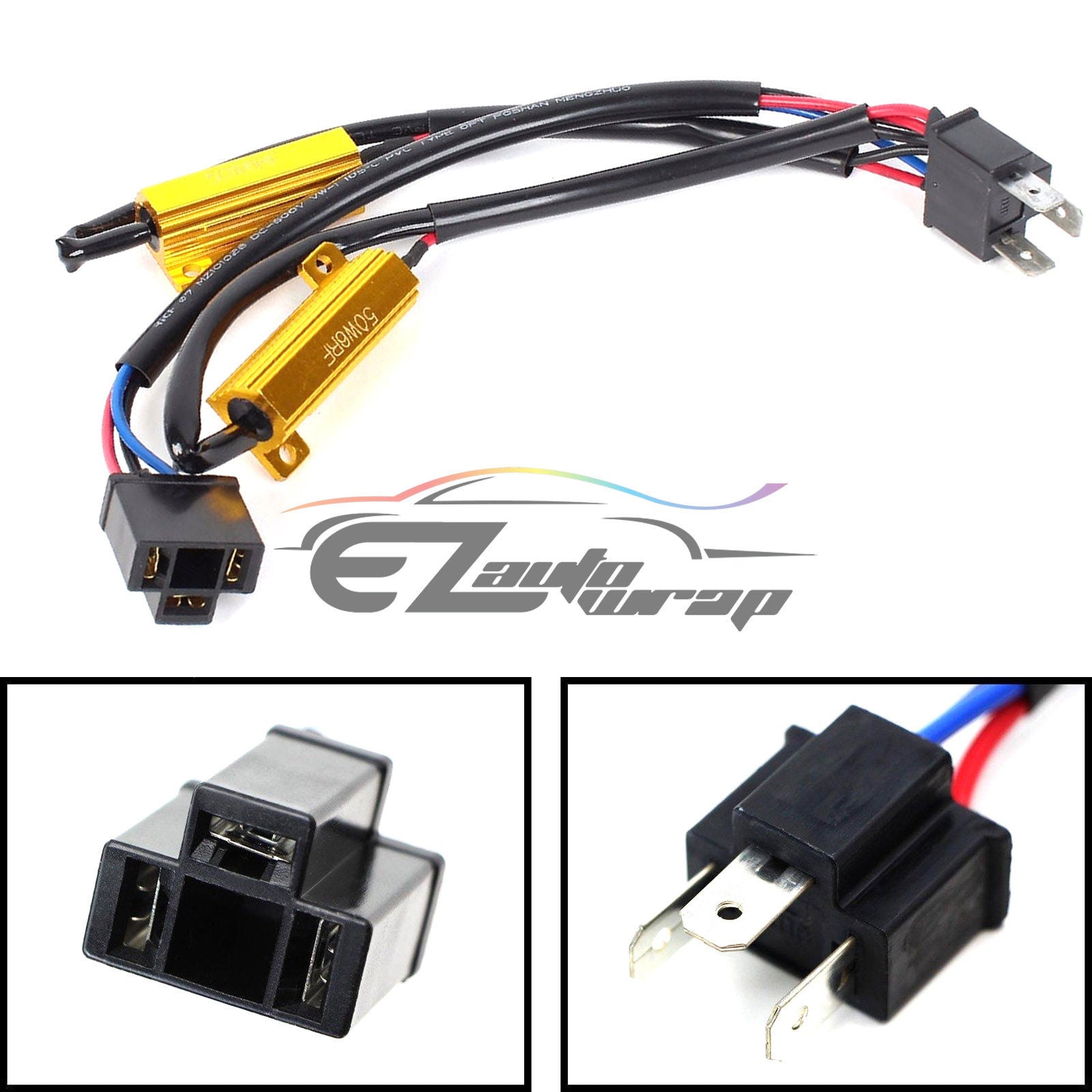 H4 HB2 9003 HID Conversion Kit Load Resistors Wiring Harness x2 – EzAuto  Wrap