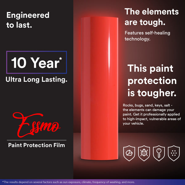 ESSMO™ PPF Paint Protection Film ECO Gloss Racing Red Invisible Scratches Shield Wrap DIY