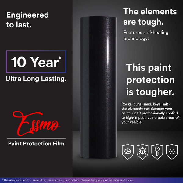 ESSMO™ PPF Paint Protection Film Gloss Black Silver metallic Vinyl Invisible Scratches Shield Wrap DIY