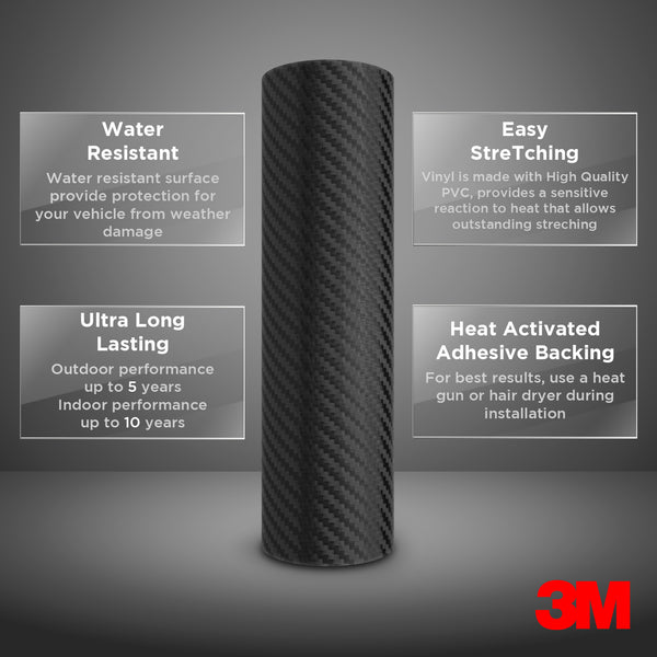 Genuine 3M 2080 Series CFS12 Carbon Fiber Black Vinyl Wrap