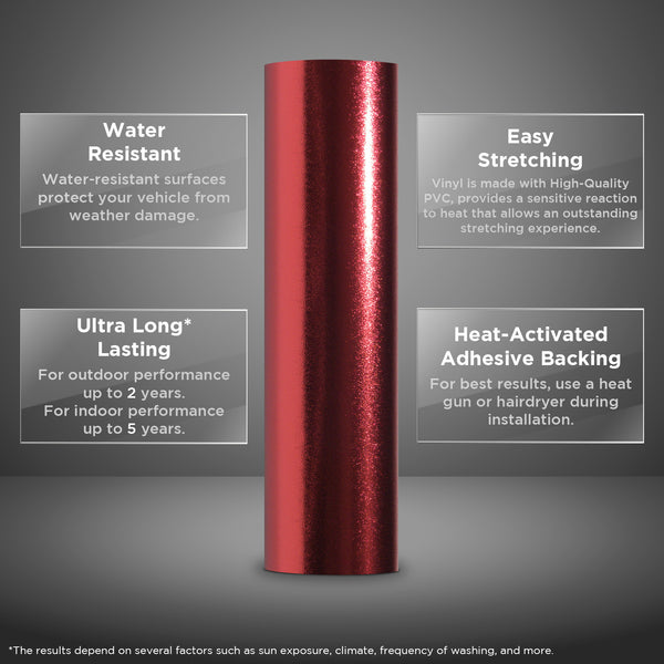 Chrome Glitter Red Vinyl Wrap