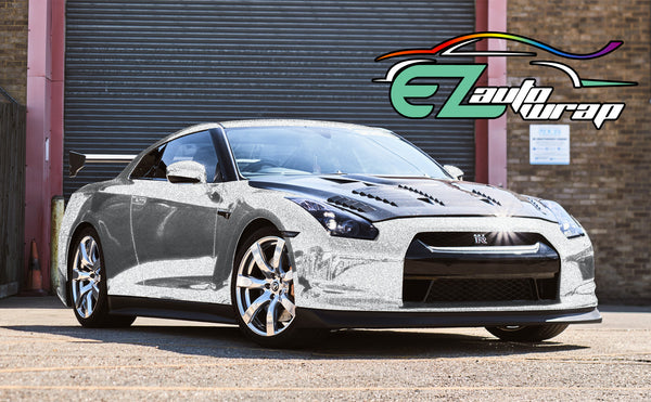 Chrome Glitter Silver Vinyl Wrap