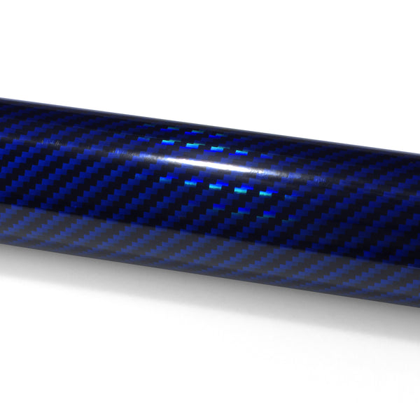 Holographic 2D Carbon Fiber Textured Blue Rainbow Vinyl Wrap