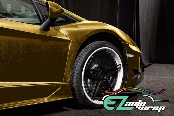 Chrome 3D Carbon Fiber Gold Vinyl Wrap