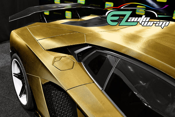 Chrome 3D Carbon Fiber Gold Vinyl Wrap