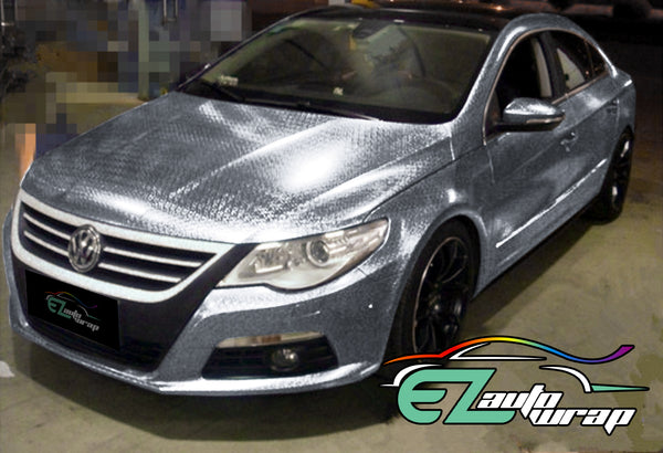 Chrome Mosaic Silver Vinyl Wrap