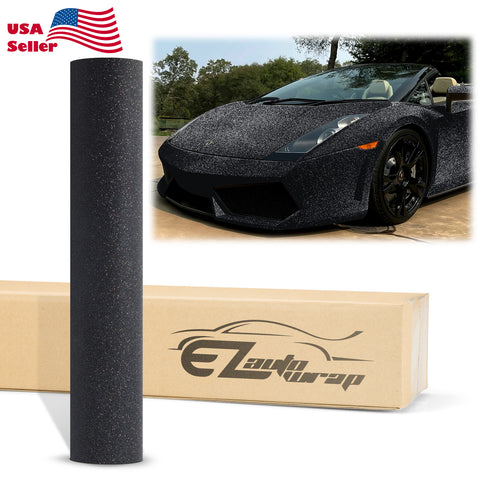 Ultra Diamond Glitter Matte Flat Black Vinyl Wrap