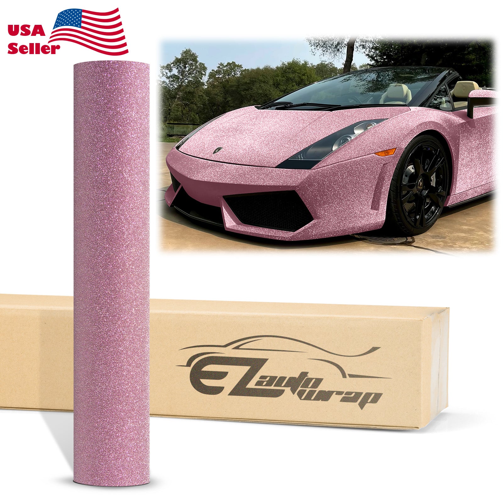 Ultra Diamond Glitter Matte Flat Pink Vinyl Wrap