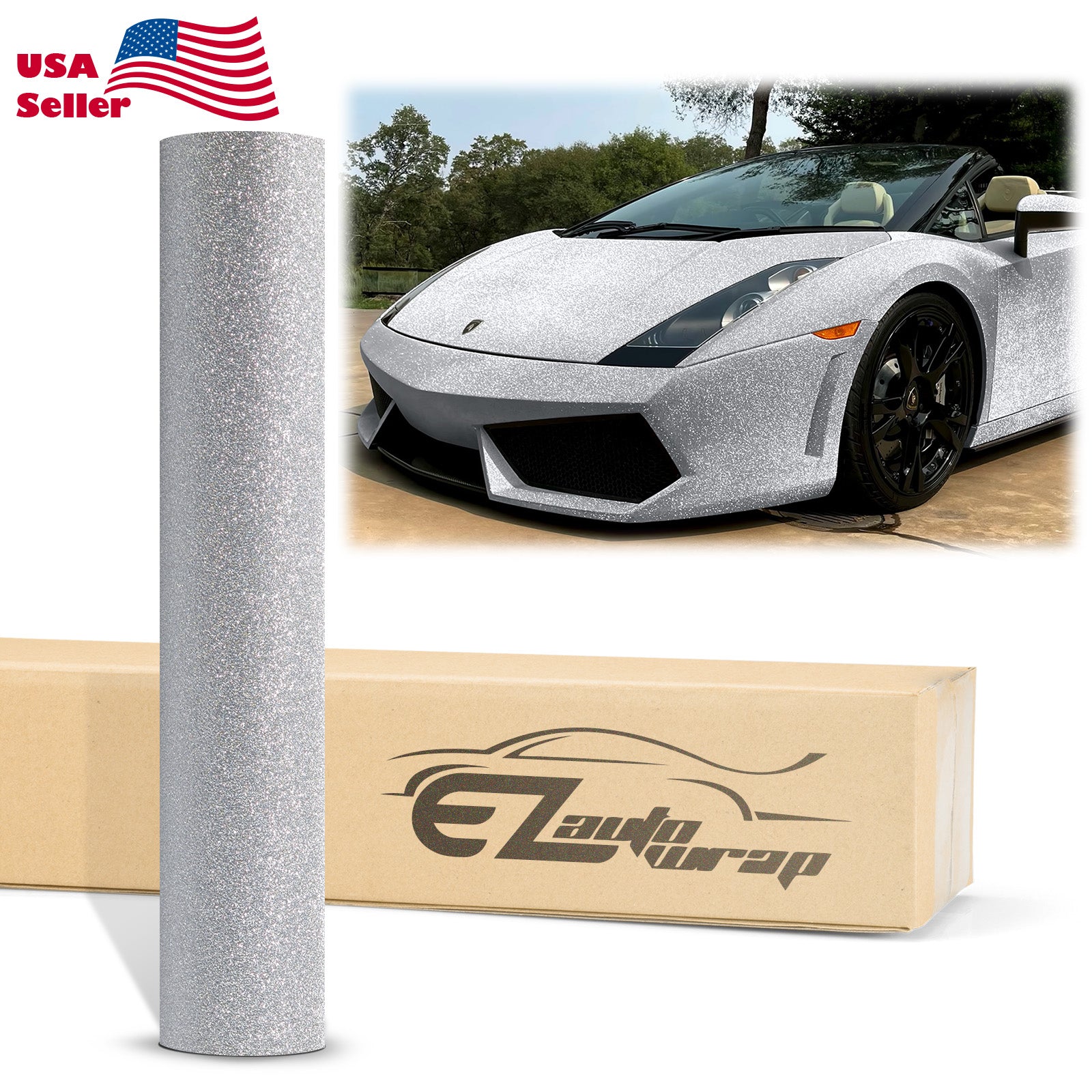 Ultra Diamond Glitter Matte Flat Silver Vinyl Wrap