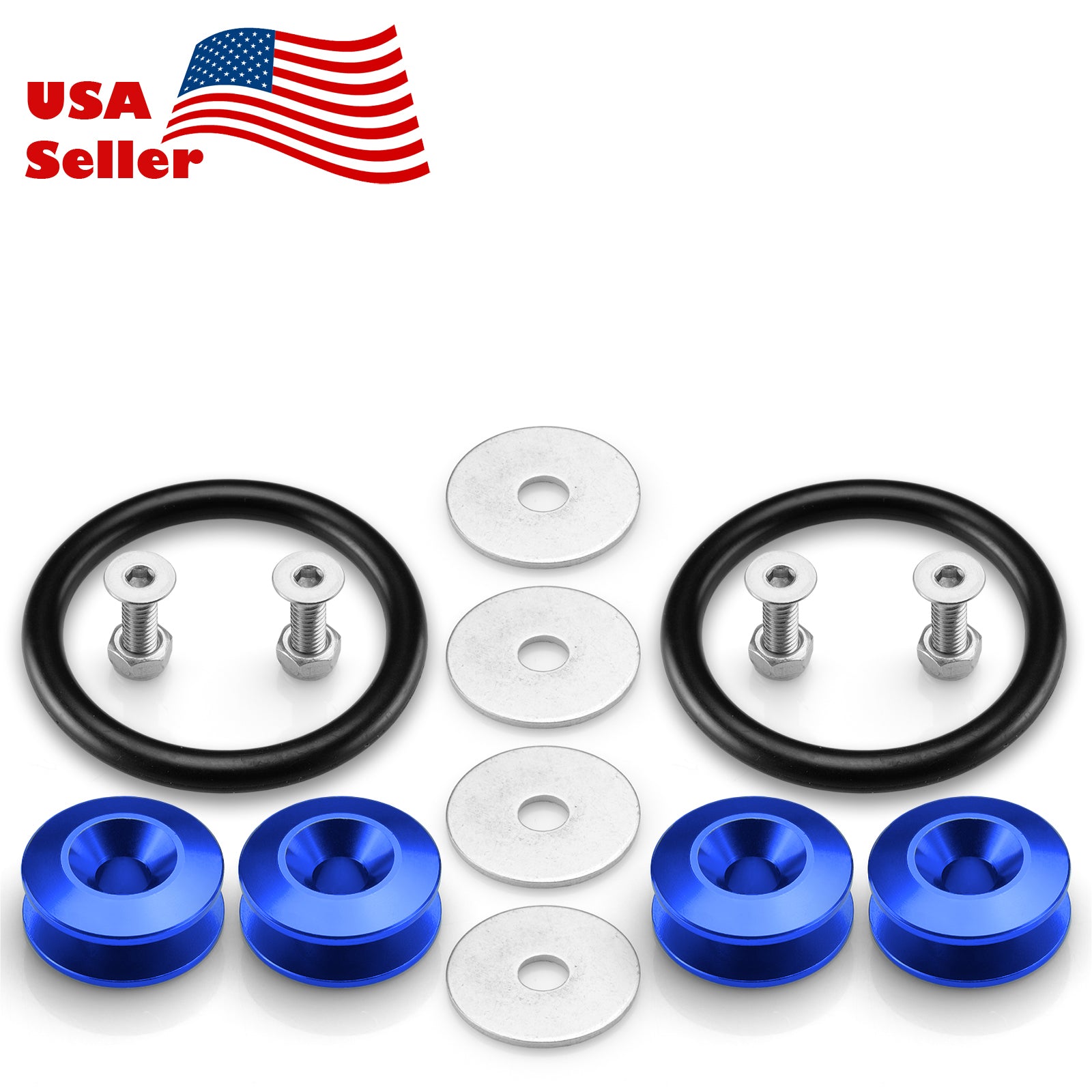 40PCS JDM Billet Aluminum Fender Bumper Washer Bolt Engine Bay Dress Up Kit Blue - Foto 4