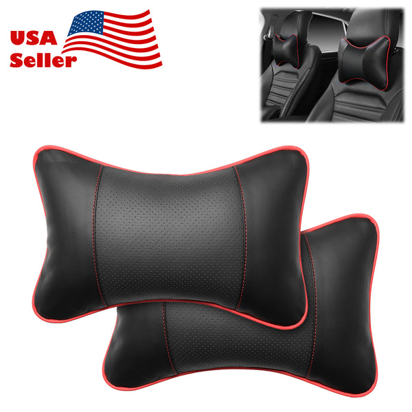 2pcs Leather Car Seat Headrest (Beige / Black / Brown)