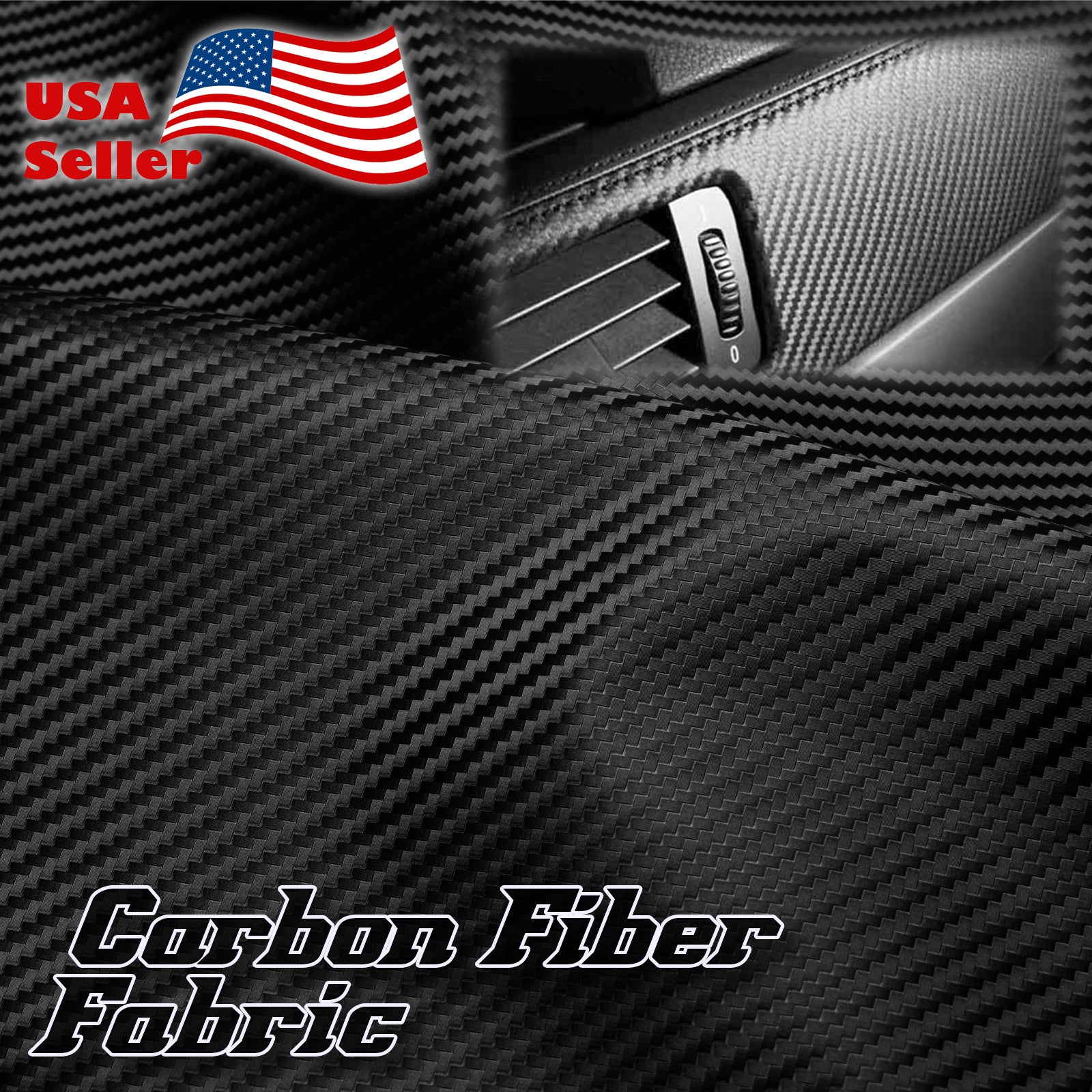 Fabric Carbon Fiber Black Cloth Marine Vinyl 54" Wide Plain Weave Upholstery