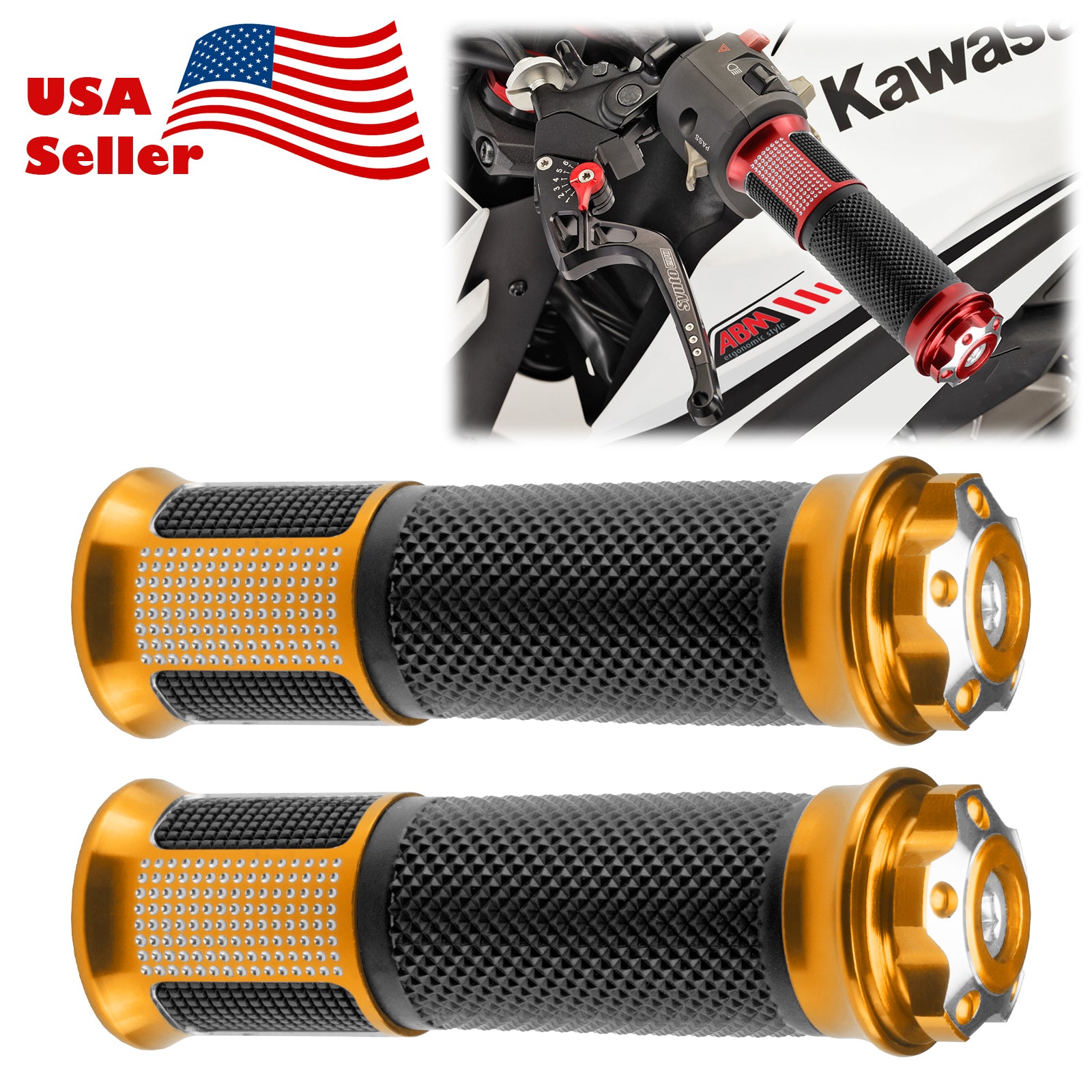 Motorcycle Hand Grips Rubber 7/8" Handle Bar 06