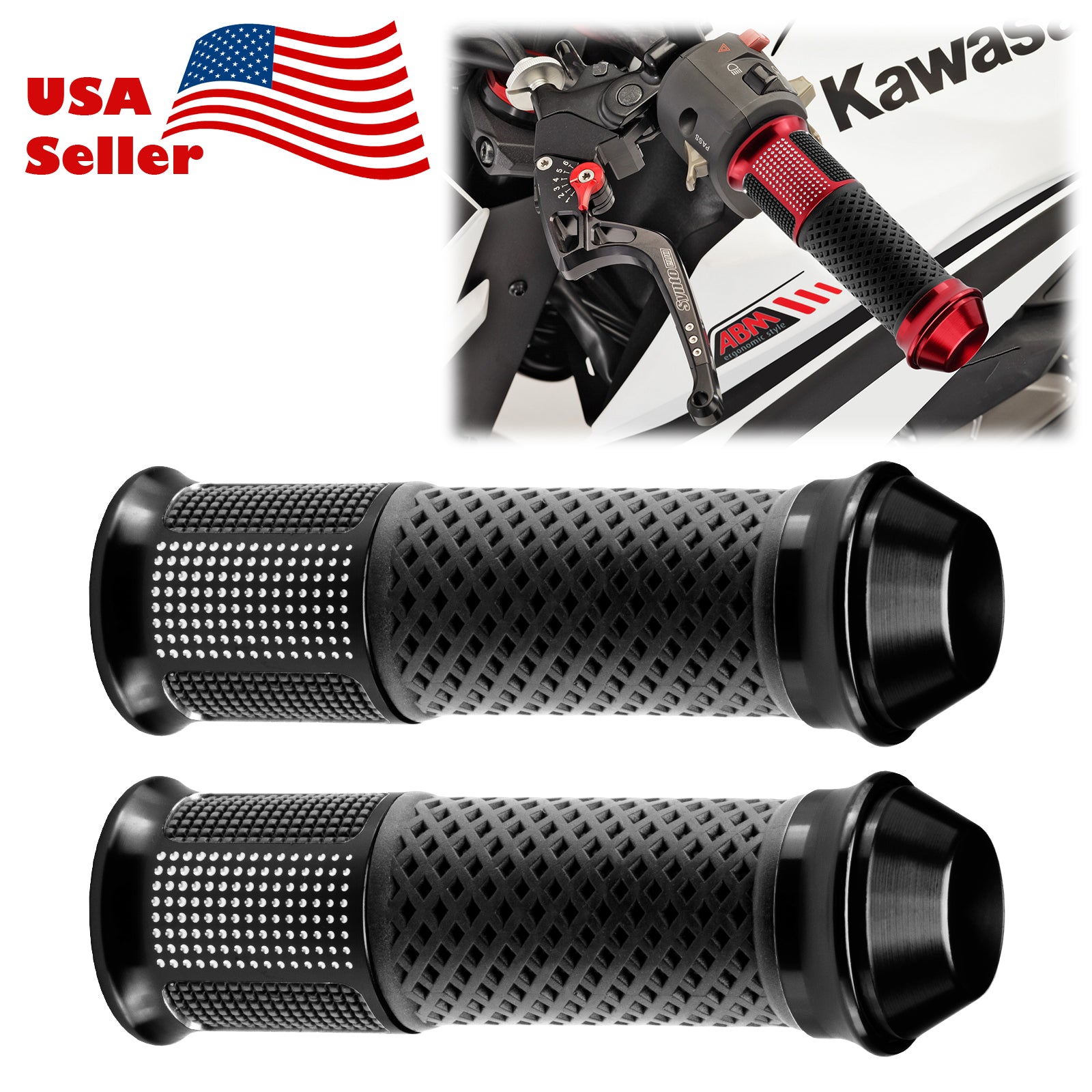 thumbnail image 2 of Motorcycle Hand Grips Universal 7/8" - Rubber Gel Dirt Bike Grips For Kawasaki, Yamaha, Honda, Suzuki 7/8 Handlebar Grips 2 of 11