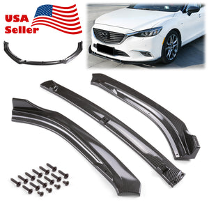 3pcs Front Bumper Lip for Mazda 6 2014-2018 PC-89665 (Carbon Fiber Textured Black / Gloss Black / Matte Black)