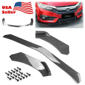 Autotrends New 3pcs Car Universal Black Front Bumper Spoiler Lip Autotrends New 3pcs Car Universal Black Front Bumper Spoiler Lip