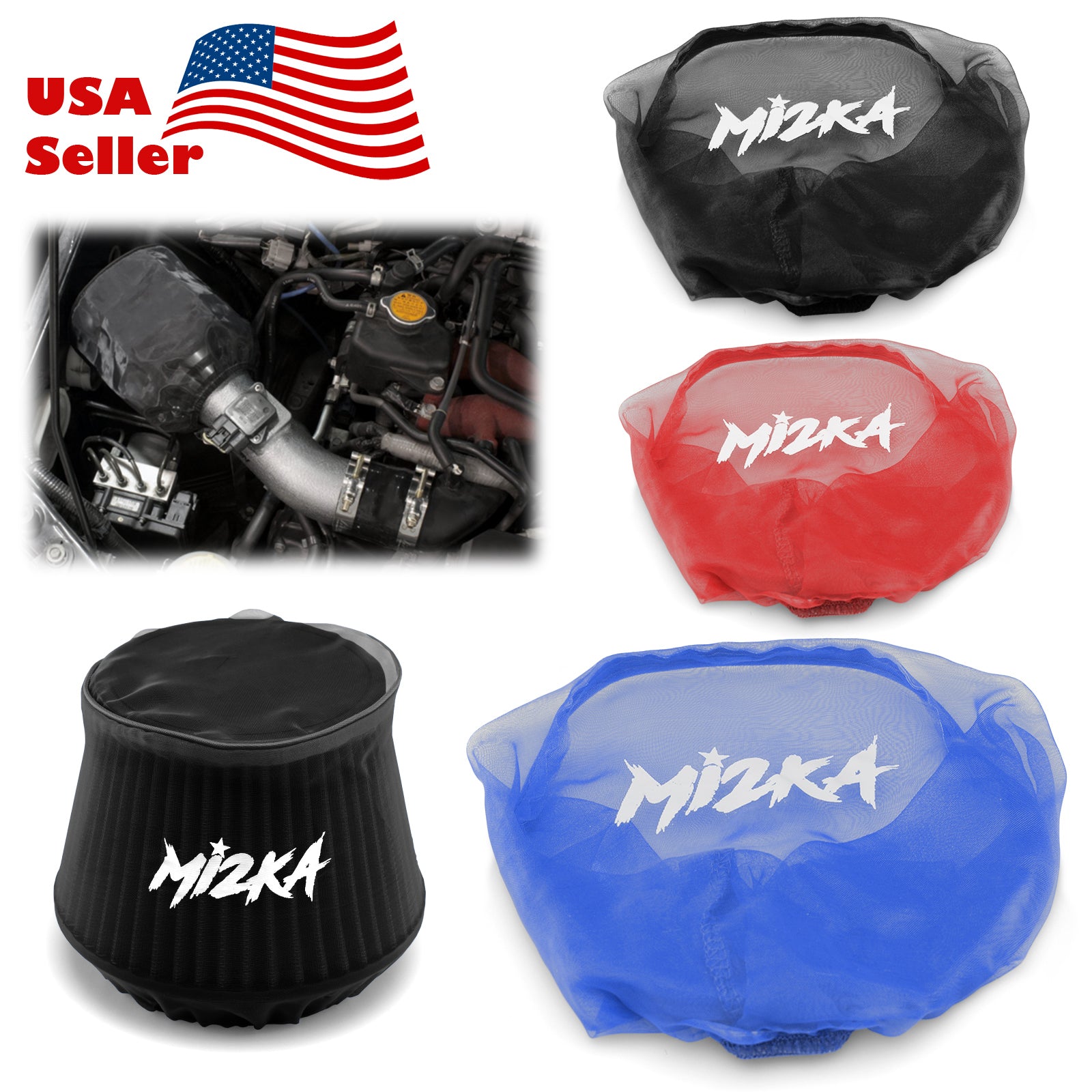 Mi2KA Blue Conical Cold Air Intake Pre-Filter Cover – Water Repellent Washable Mesh