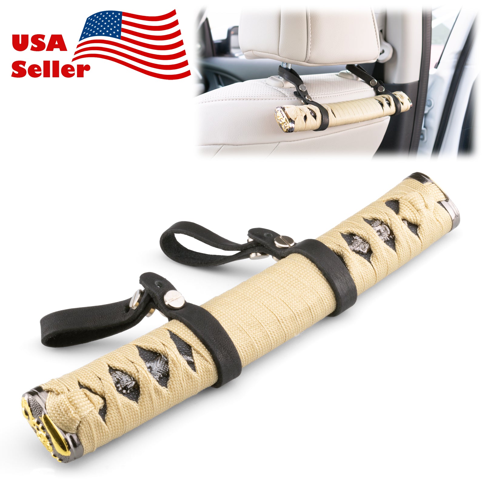 Universal Headrest Samurai Grab Handles 1pcs (Beige Black / Black / Black Red / Black White / Blue Black / Red Black)